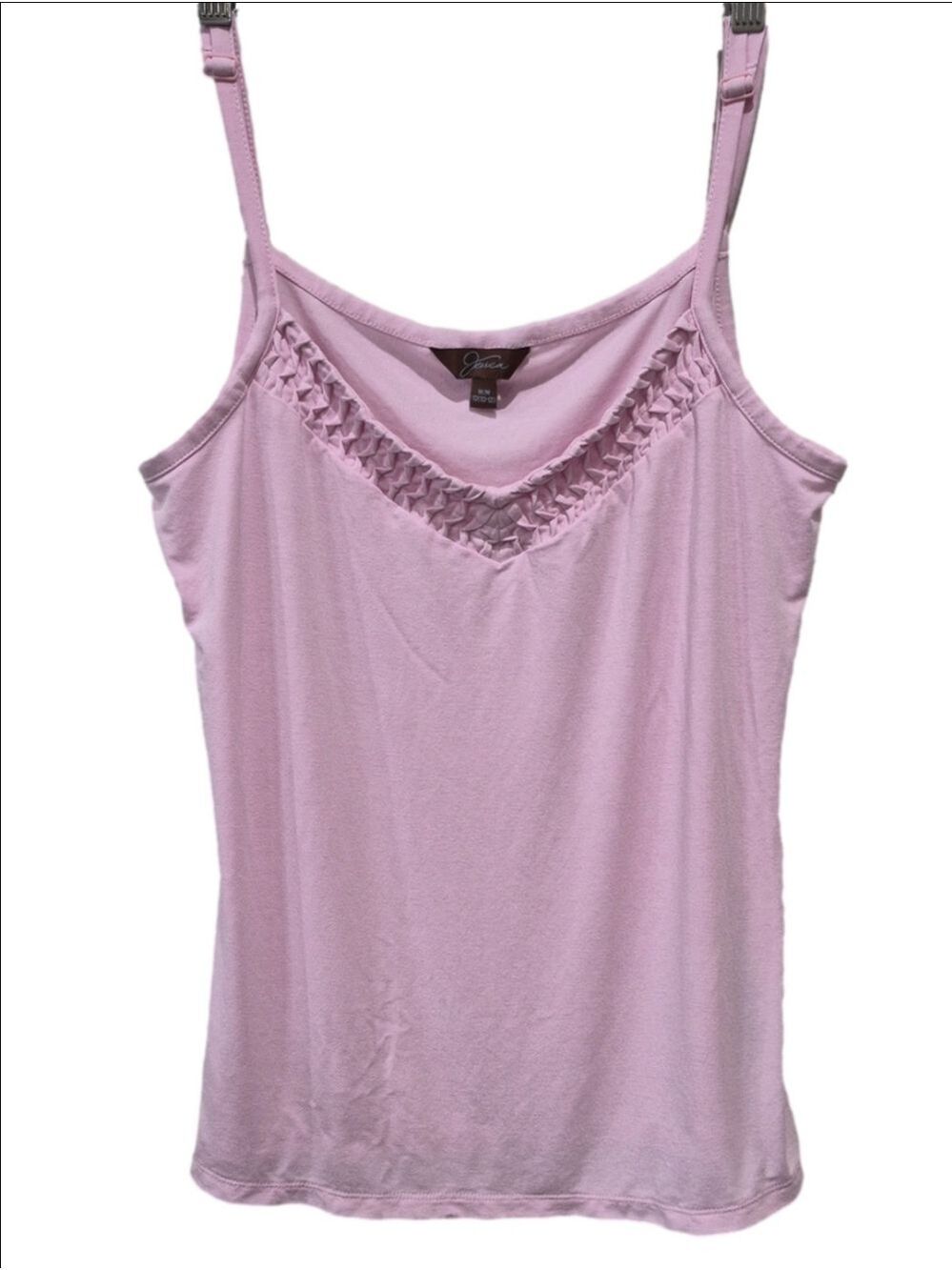 Jessica Pink Smocked V-Neck Camisole Top - Size M (10-12)